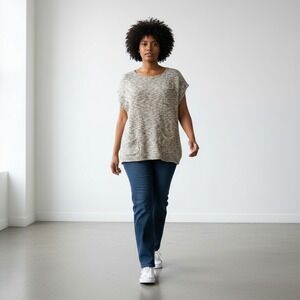 Neon Buddha Women's Large Cotton Camouflage Three Pockets Lagenlook Boxy Sweater